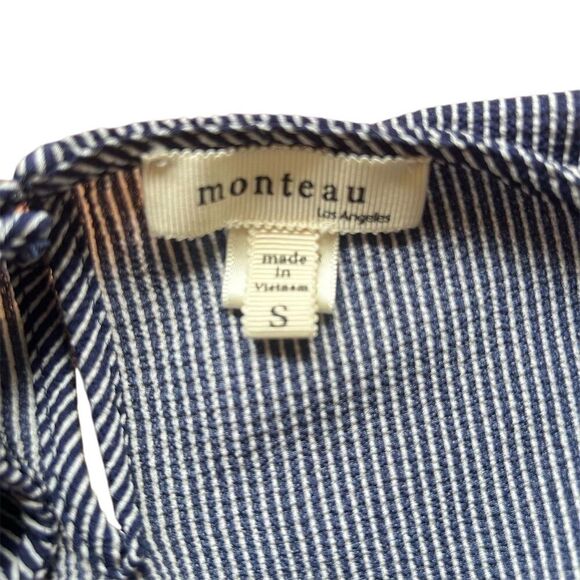 Monteau Women's Sleeveless Navy Striped Dress Size S Knee Length - Picture 2 of 7